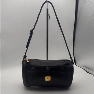 MCM Black Shoulder Bag with Gold Accents